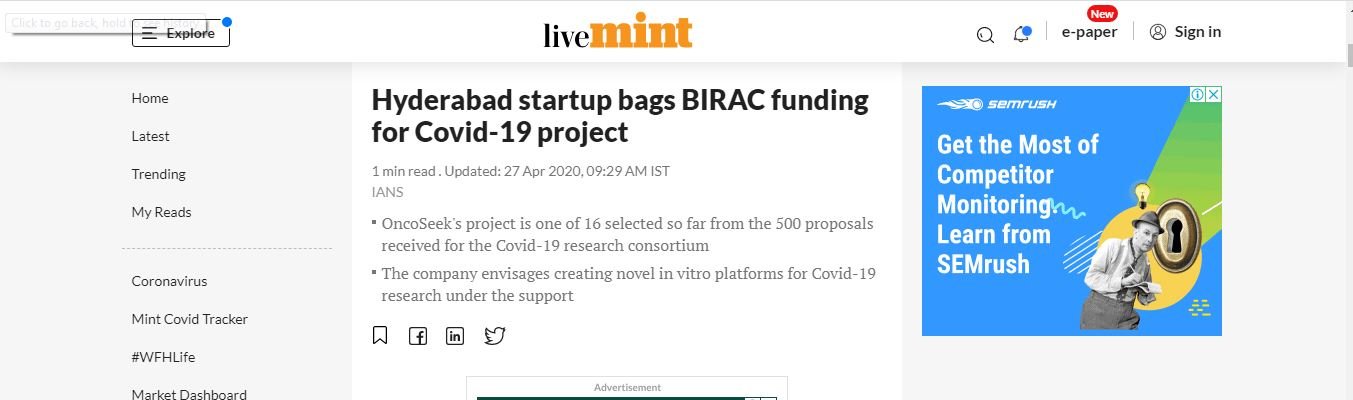 Hyderabad startup bags BIRAC funding for Covid-19 project